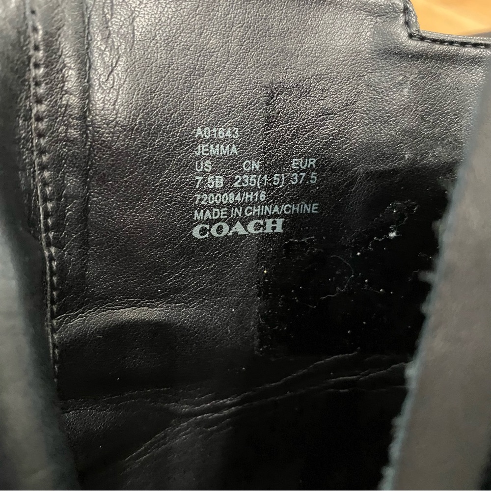Coach Jemma Black Leather Ankle Boots Heeled Booties Zip Back Classic Size 7.5 - Picture 10 of 12